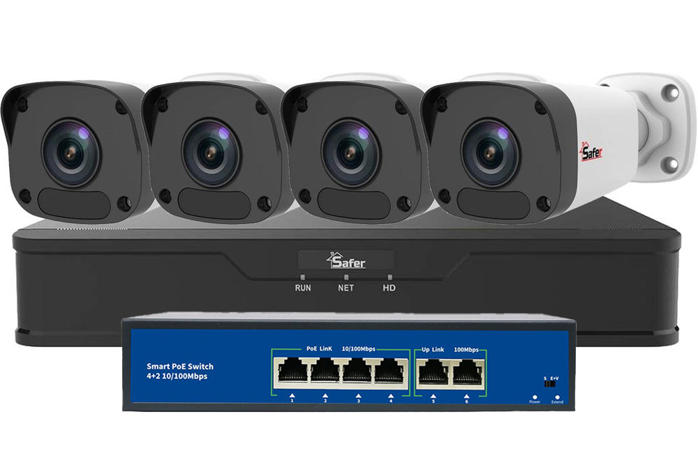 Sistem supraveghere IP cu 4 camere 2K, smart IR 30m, NVR, KITIP4EXT2K