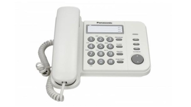 Telefon analogic Panasonic KX-TS520FXW, indicator sonerie, montare perete, alb