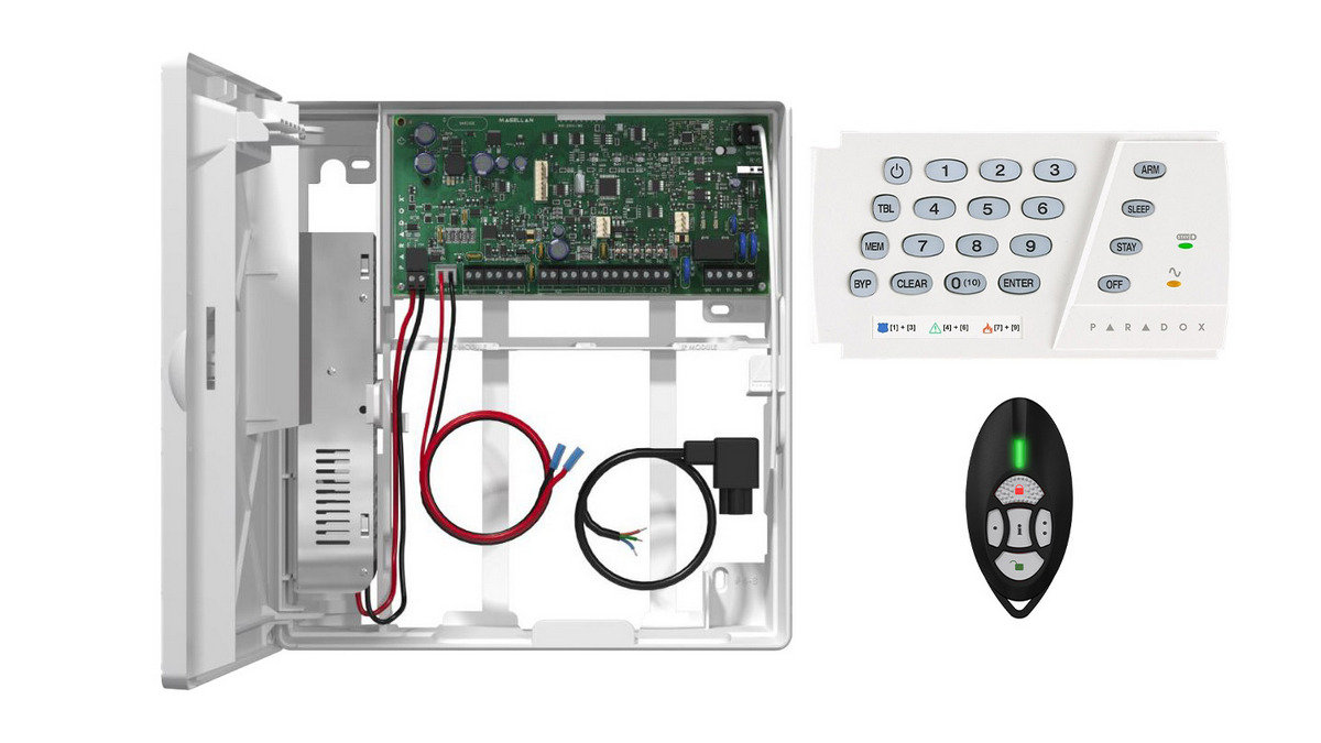 Centrala alarma Pradox Magellan MG5075 cu telecomanda REM2 si tastatura K636