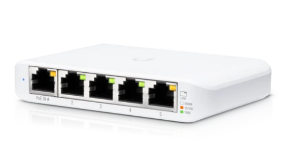 Switch Gigabit 5 porturi WAN, cu alimentare PoE, Ubiquiti USW-FLEX-MINI