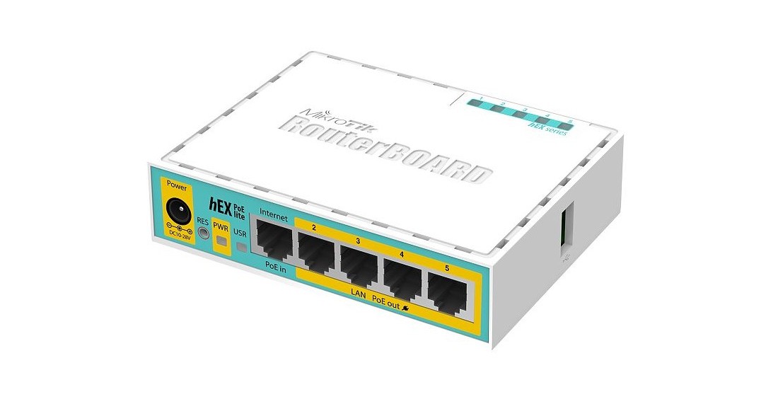 Mikrotik hEX PoE Lite RB750UPr2, Router Ethernet 5 porturi PoE pasive18-30V