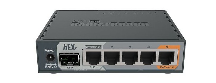 Mikrotik hEX S, RB760iGS, Router Ethernet 5 porturi PoE pasive, 12-57V