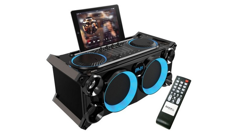 Boxa portabila Karaoke 120W BT/FM/USB/SD cu suport pt tableta, SPLBOX200-BK