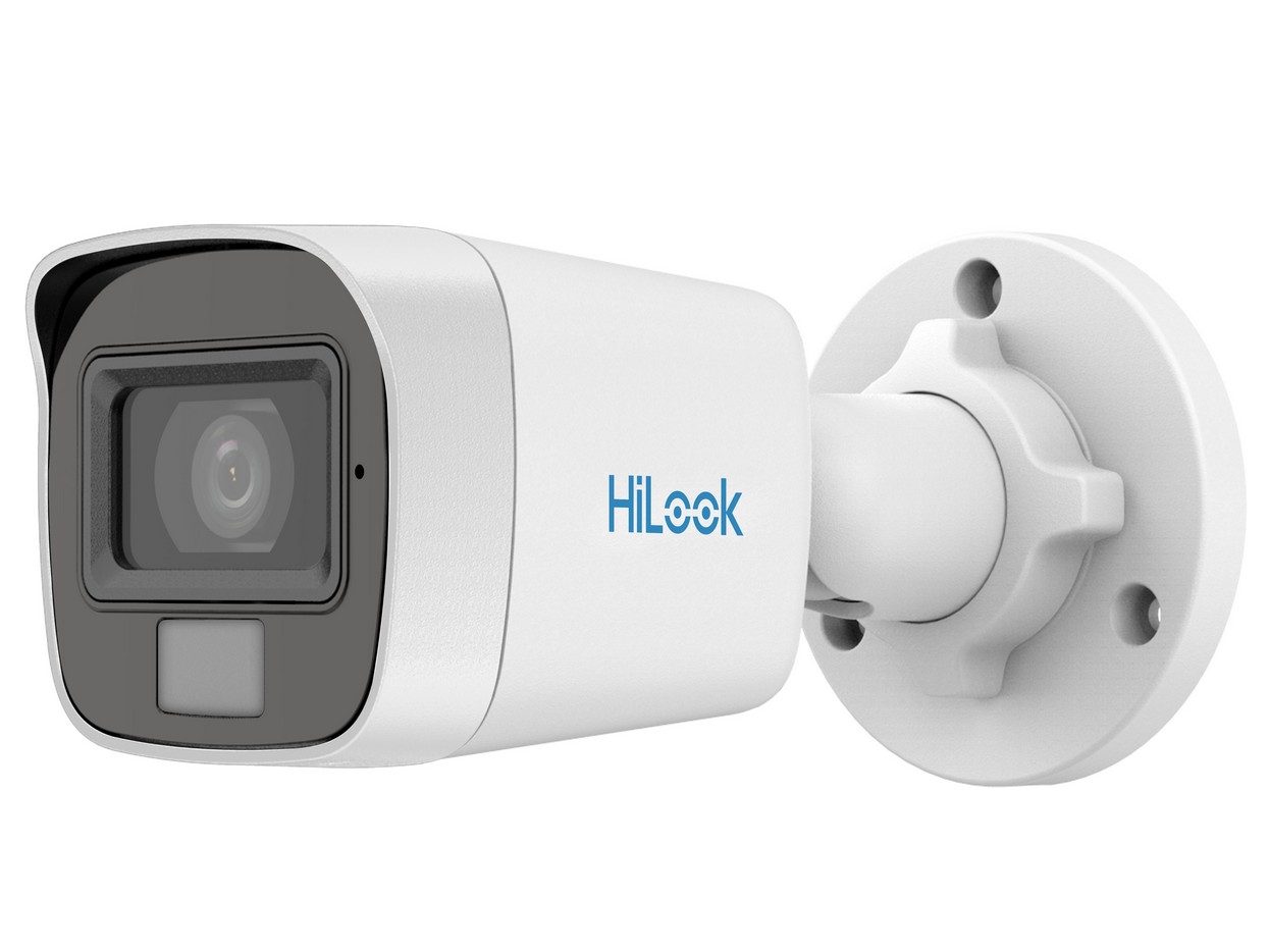 Camera de supraveghere pentru exterior, Hikvision HiLook THC-B129-LPS, HDTVI, Color Vu, 2MP, 2.8mm, lumina duala 20m, microfon, IP66