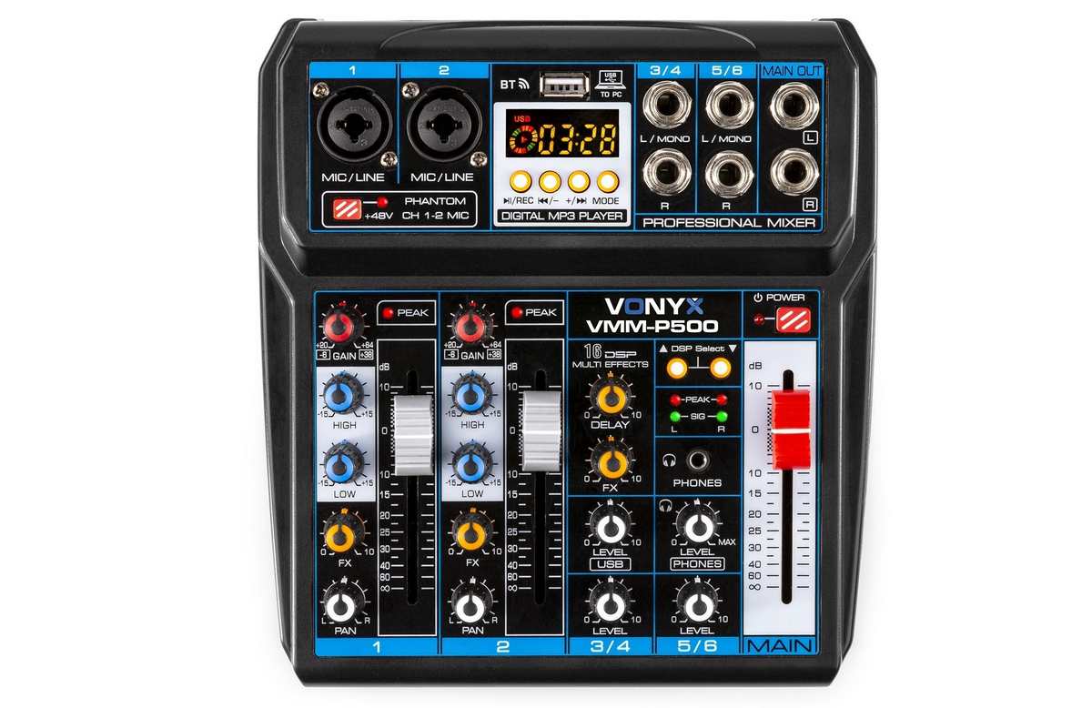 Mixer analog 4 canale Vonyx VMM-P500, Bluetooth, USB, MP3, Jack, XLR