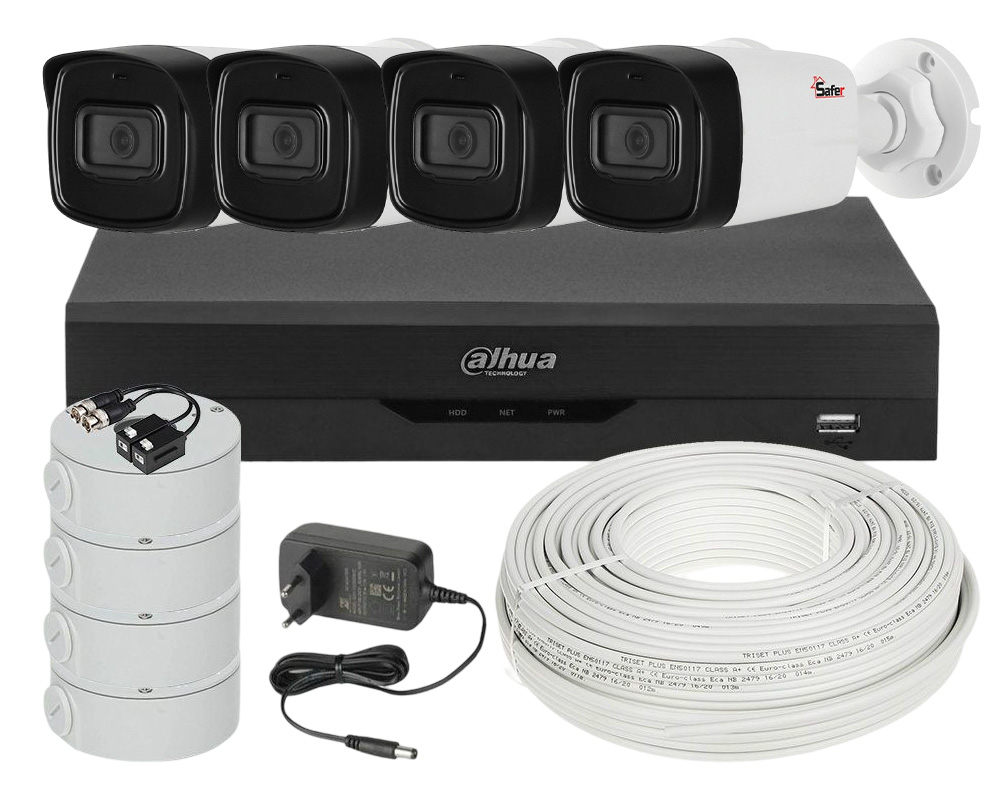 Kit de supraveghere video, 4 camere 2 MP Full HD, DVR 4 canale, vedere nocurna IR 40 m, KIT-4C2M40-XVR-ACC-DAH