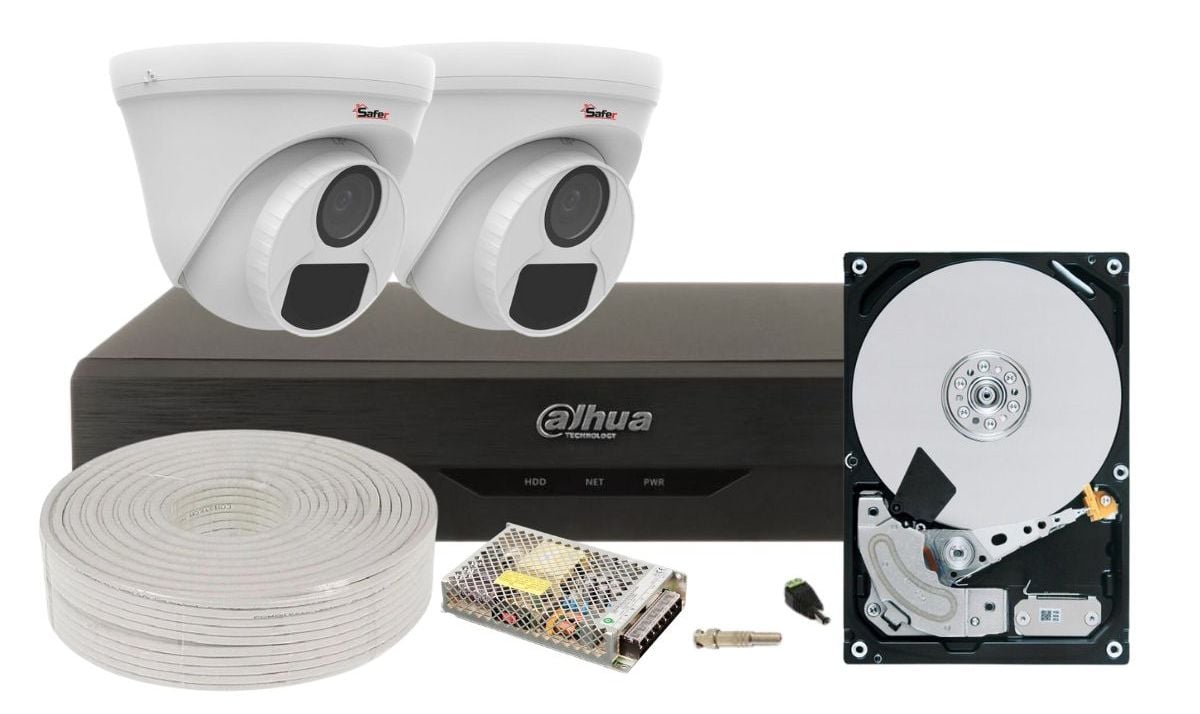 Kit complet supraveghere interior 2 camere Full HD, DVR 4 canale, SAF2INT22-1TB-SHQ-CC-TW