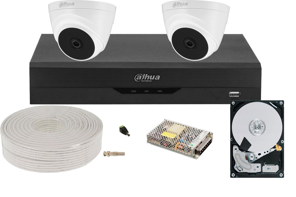 Kit complet supraveghere interior 2 camere Full HD, SAF2INT22-1TB-SHQ-CC-TW