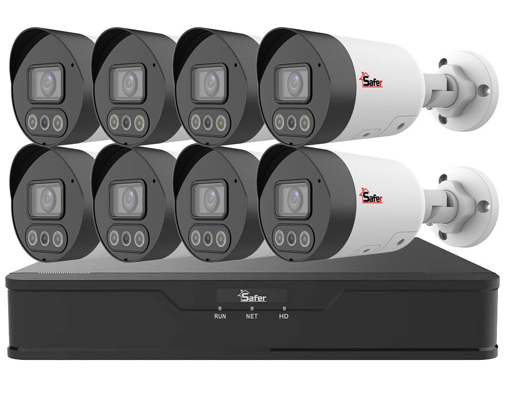 Kit de supraveghere IP, 8 camere exterior 4MP 2K, 2.8mm, IR si LED 30 metri si NVR 8 canale PoE, KITIP-8X-4MP2830POE-A