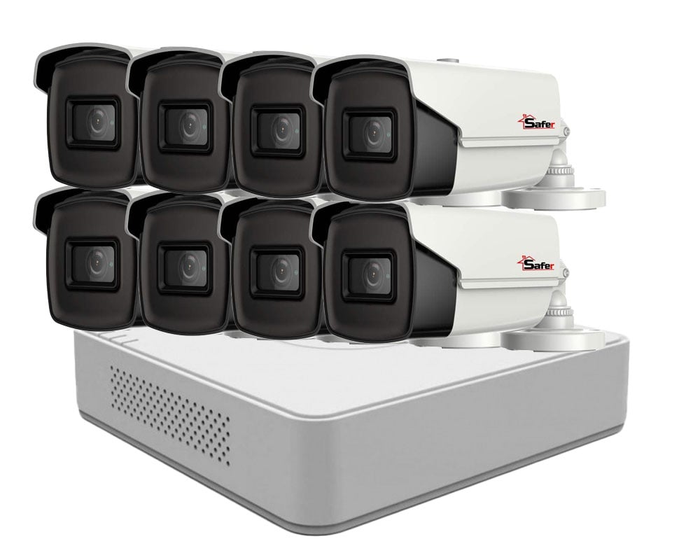 Sistem de supraveghere 8 camere exterior 5MP 2K, 3.6mm, IR 80m, DVR 8 canale Hikvision KITHIK-8X-5MP36IR80