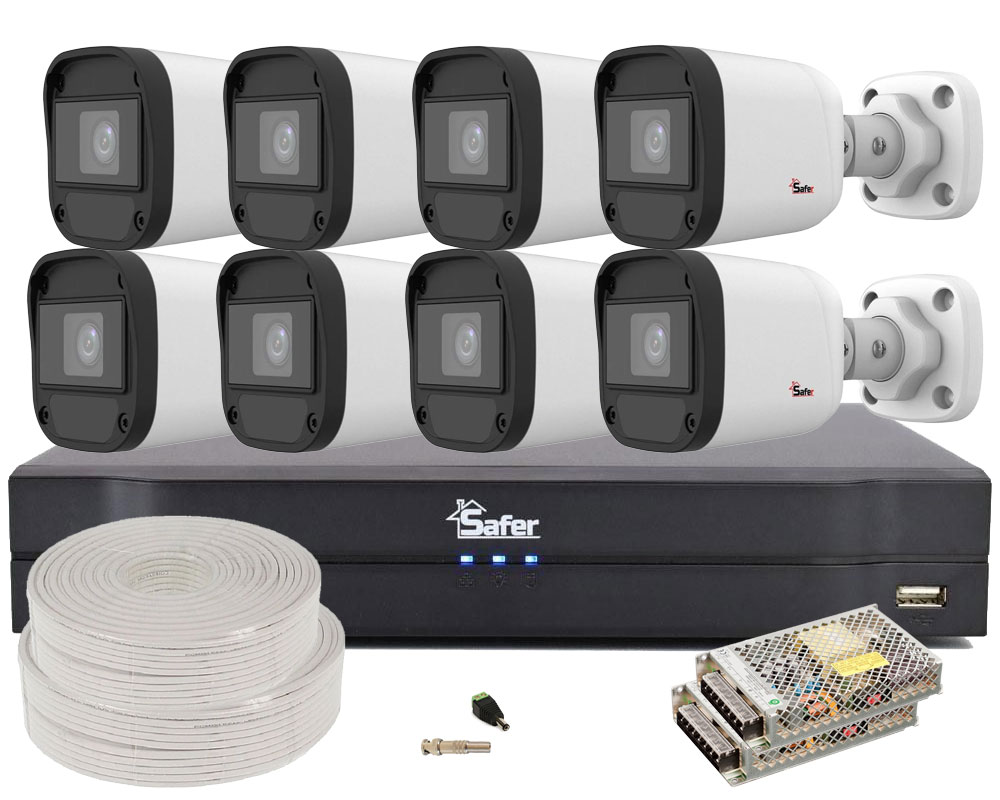 Kit supraveghere video complet cu 8 camere exterior 2MP Safer, Dvr Safer KIT2MPEXT-SAF-ACC