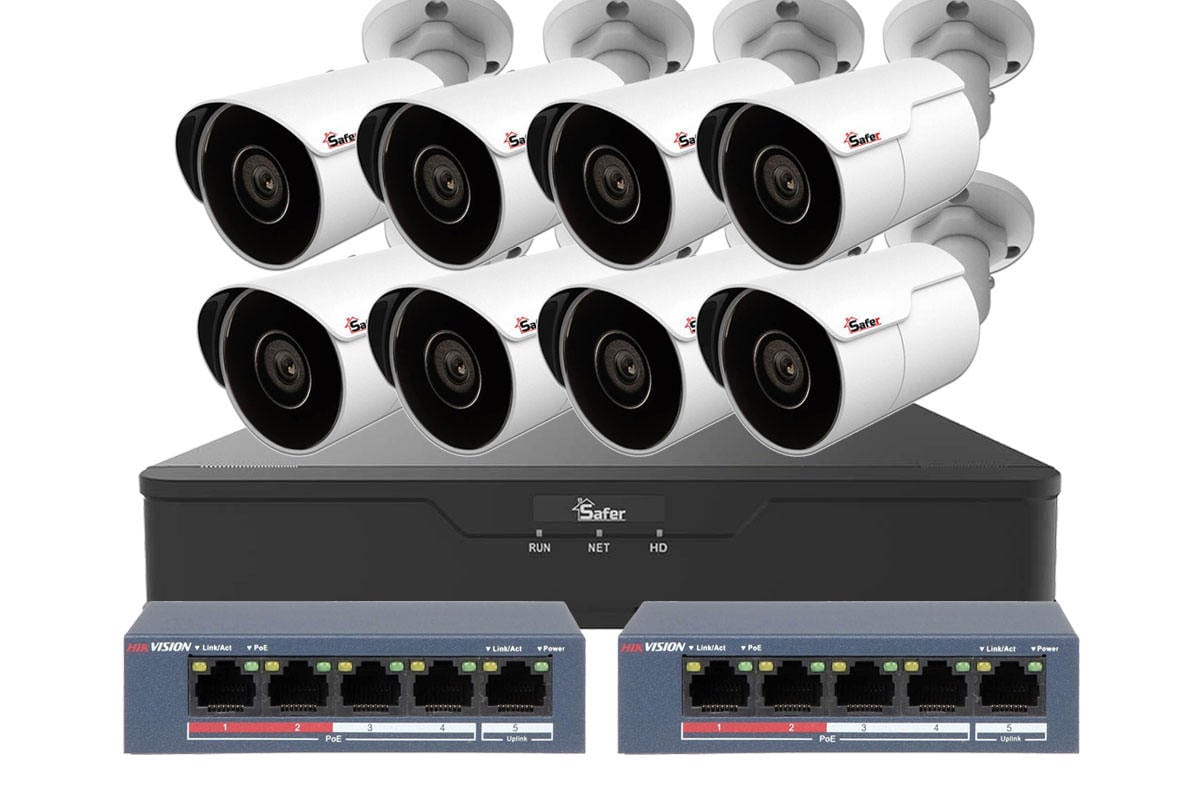 Kit de supraveghere IP, 8 camere exterior 4MP, 2.8mm, IR 50 metri si NVR 8 canale, KITIP-8X-2MP2830POE