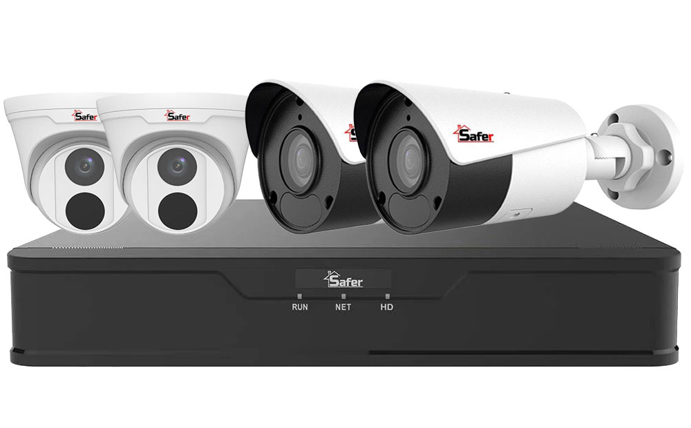 Kit de supraveghere IP, interior si exterior, 8MP, 2.8mm, IR 50 metri si NVR 4 canale, KITIP-4X-8MP284030POE