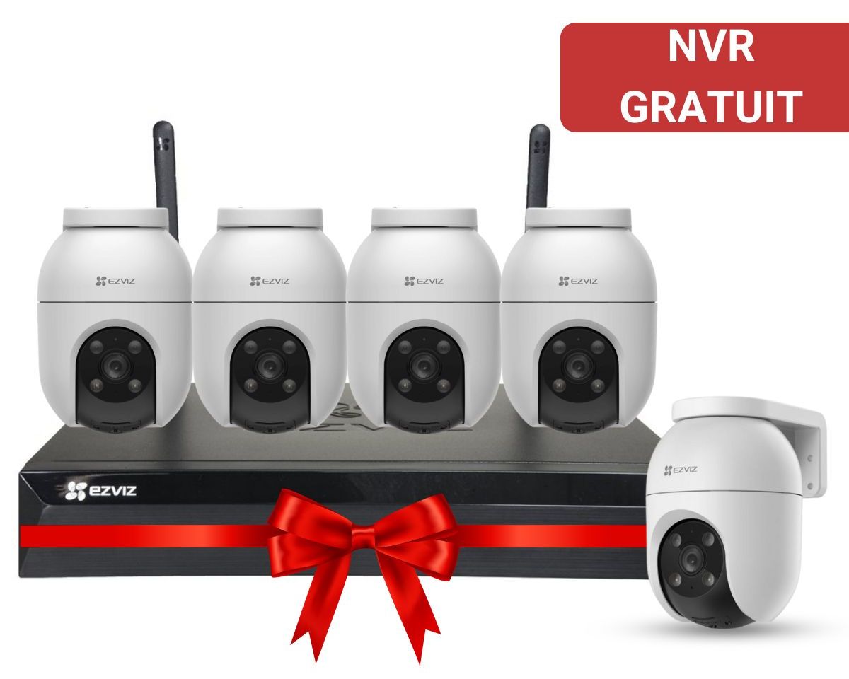 PROMO: Kit supraveghere Wireless cu 5 camere rotative Ezviz + NVR GRATUIT, Alarma actustica si optica, KITX5S(8W)+5xC8c4MP