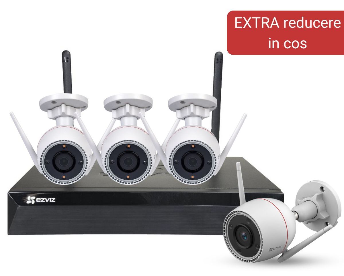 PROMO: Kit cu 4 camere, NVR Gratuit, Ezviz KITX5S(4W)+4xH3c5MP