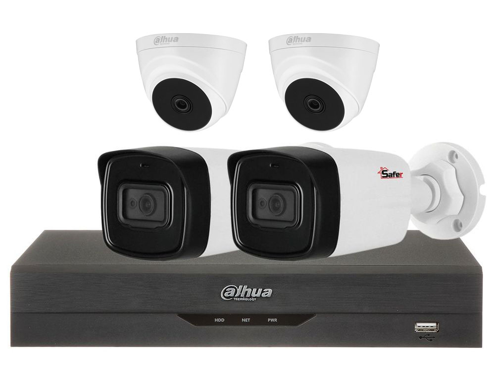 Sistem supraveghere 4 camere mixt, rezolutie 5MP, IR 40 metri, DVR Dahua