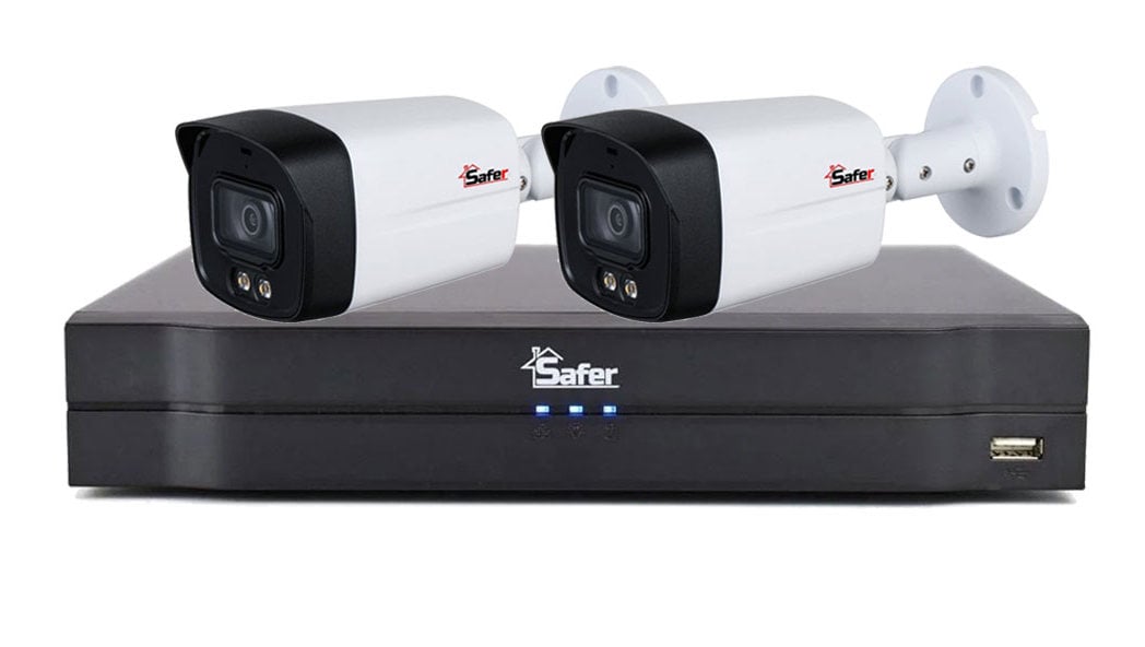 Kit supraveghere pentru exterior, 2 camere 5MP, Starlight, LED 40m, DVR 4 canale, pana la 8MP, Safer KITSAF-2X-5MP28L40