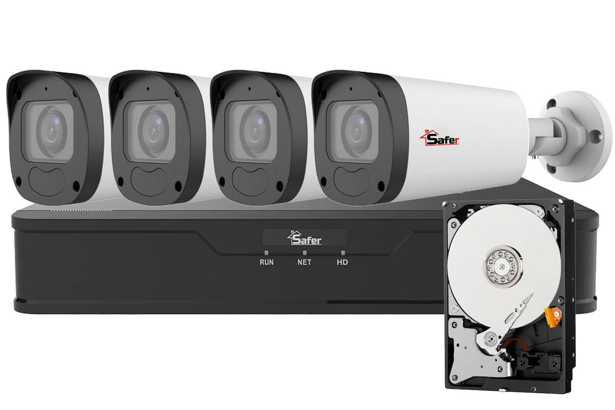 Kit supraveghere IP, SAFER, 4 camere 5MP, NVR 4 canale, SAF-4X4MPEXT-POE