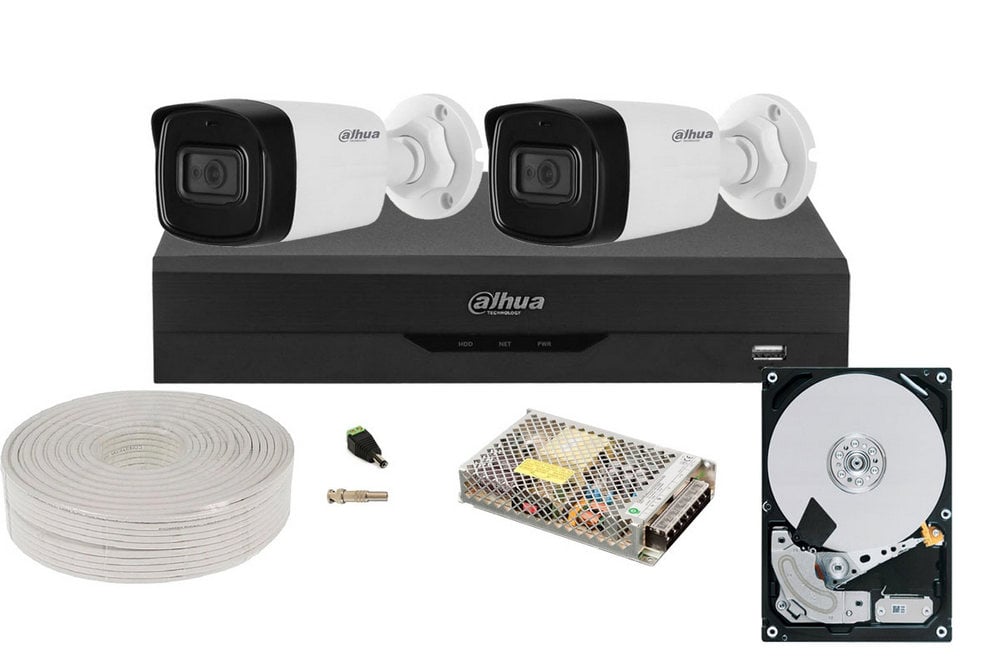 Kit supraveghere video 2 camere, complet, FULL HD, IR 40m, 1 x HDD, SAF-2EXTFHDIR30-1-TW