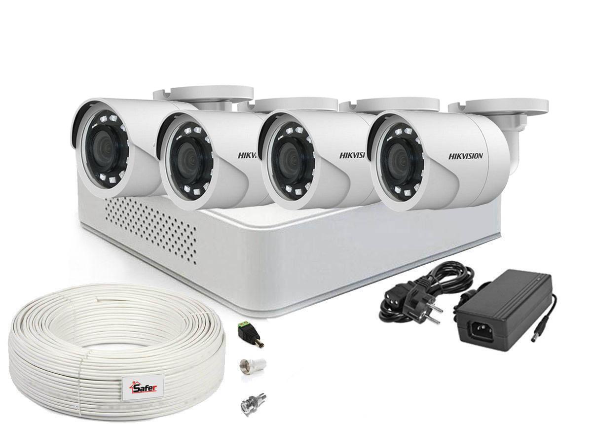 Kit supraveghere video, 4 camere de exterior, lentila 2.8mm, IR 25 Metri, Hikvision KIT4FHDEXT-HIKP