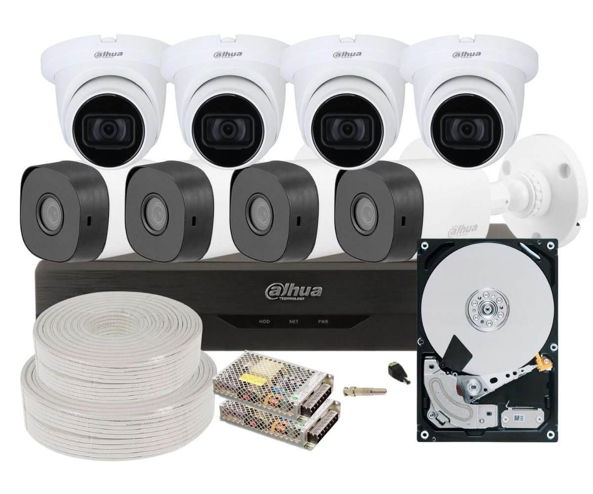 Kit supraveghere video 8 camere, 2MP Full HD, DVR 8 canale HDCVI, audio, mixt, KIT8FHDMIXT