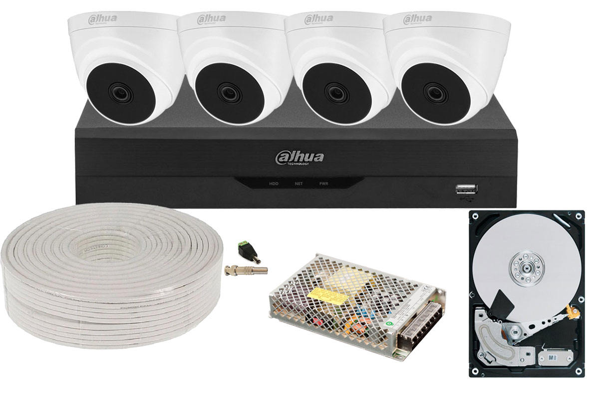 Kit supraveghere video complet cu 4 camere interior Full HD Dahua KIT4I22-2TB-TW-DH