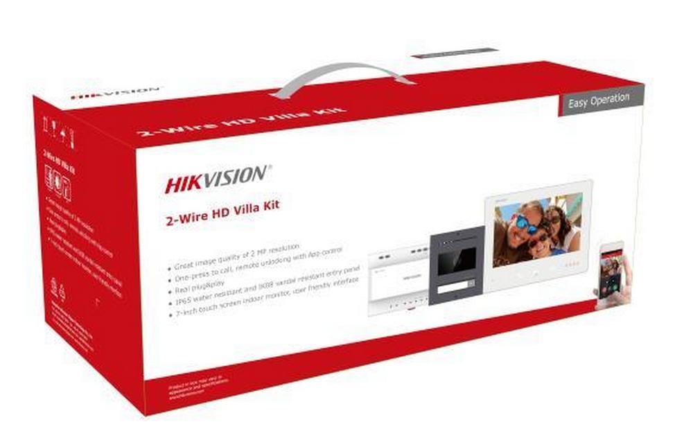 Kit videointerfon Hikvision DS-KIS704EY/Aluminum, 2 MP, WI-Fi, Microfon, Difuzor, Touchscreen, pe 2 fire, IP65, IK08, Montaj aparent/ incastrat