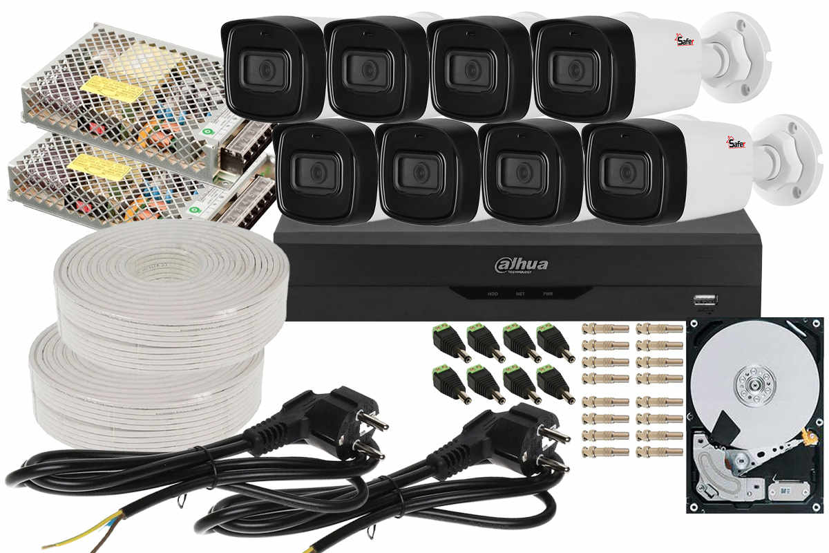 Kit supraveghere video 8 camere de exterior 2MP FULL HD, IR 40 metri, DVR 8 canale