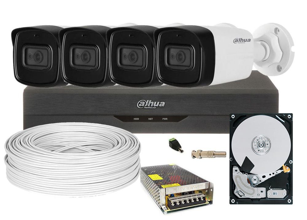 Kit supraveghere video complet, 4 camere Dahua, Full HD, 3.6mm, IR 80 metri 4XDAHFHDIR40-S