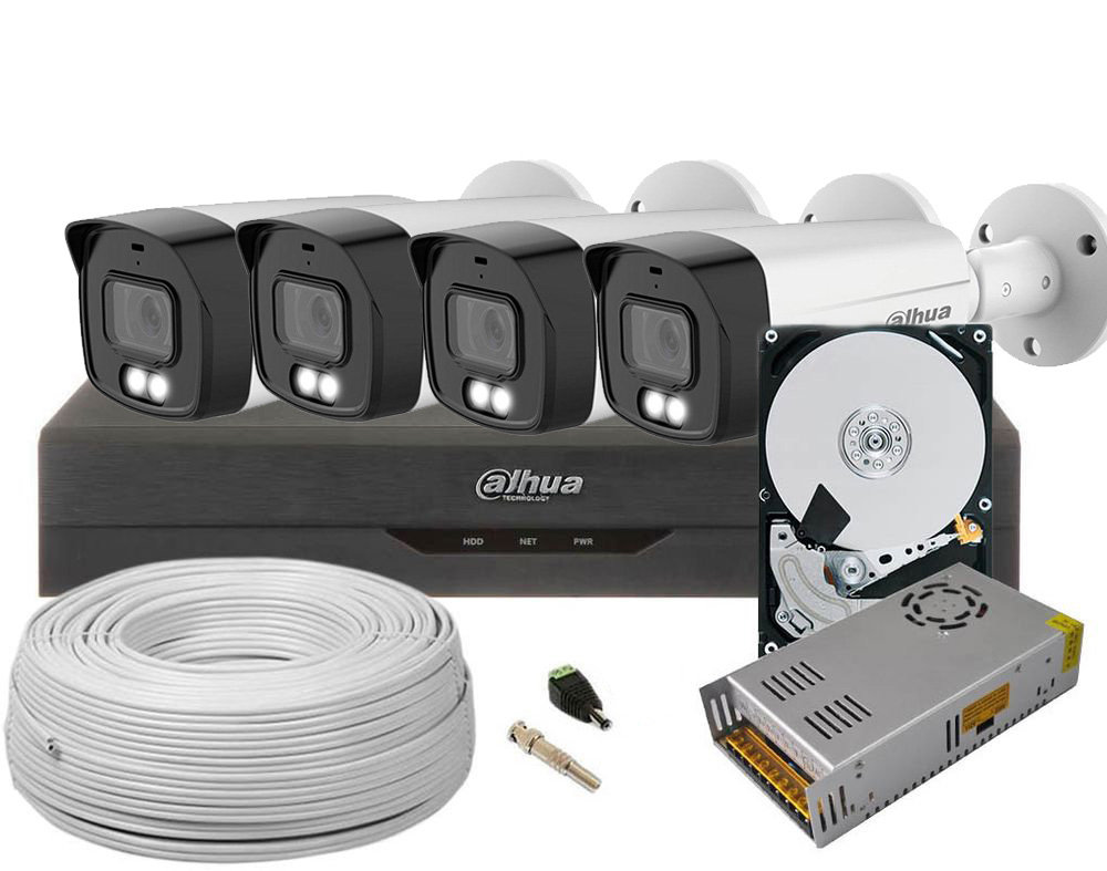 Kit camere supraveghere exterior profesionale, 4 camere, 5MP, Smart Dual Illuminators 40m, Microfon, 3.6mm, SAF-4X5MLEDACC-2TB