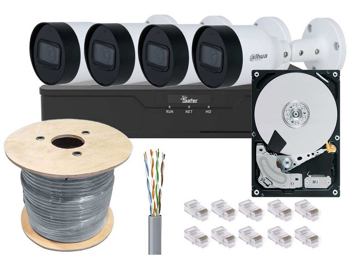 Kit de supraveghere IP complet, 4 camere exterior 5MP, lentila 2.8 mm, IR 30m, Audio, NVR 8 canale, KITPOE8MPEXT-2