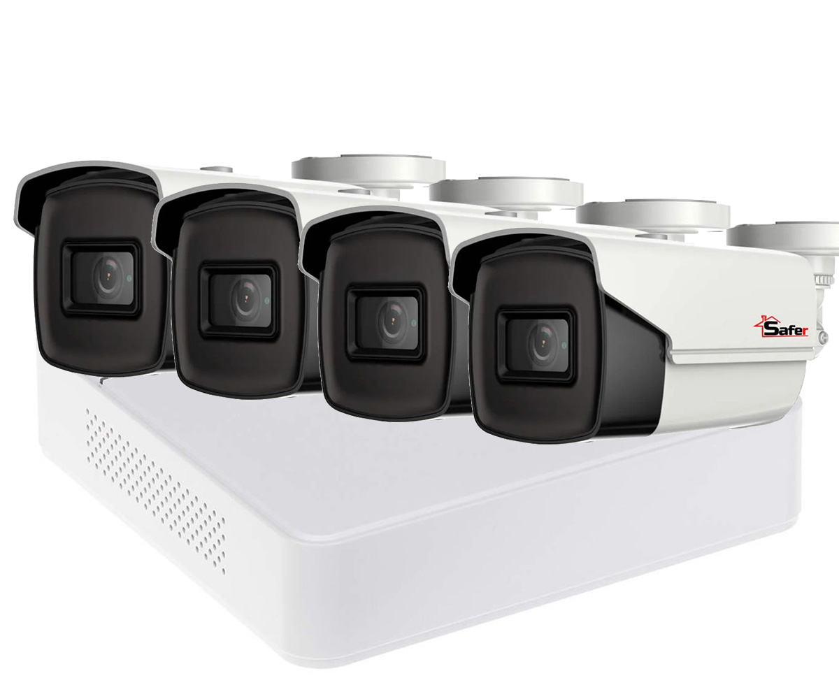 Kit de supraveghere video pentru exterior, 4 camere, 2 MP, IR 80 m, Safer, DVR 4 canale, Hikvision, KITSAF4X-PRO-5MP8036