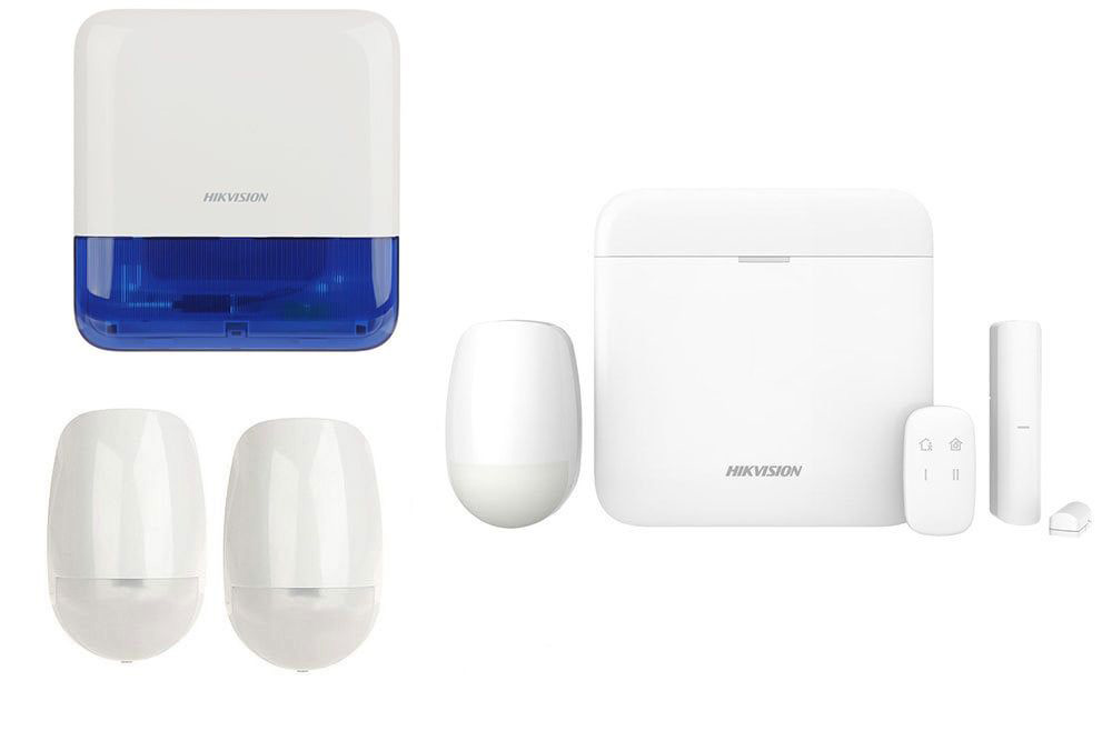 Kit sistem de alarma Tri-X wireless, 32 de utilizatori, 3 senzori, sirena de exterior, Hikvision KITAXPRO64+2SZR+SIR