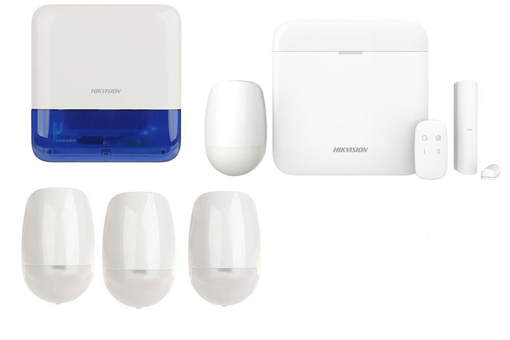 Kit sistem de alarma Tri-X wireless GSM, 32 de utilizatori, 4 senzori, o sirena de exterior, KITAXPRO64+3SZR+SIR Hikvision