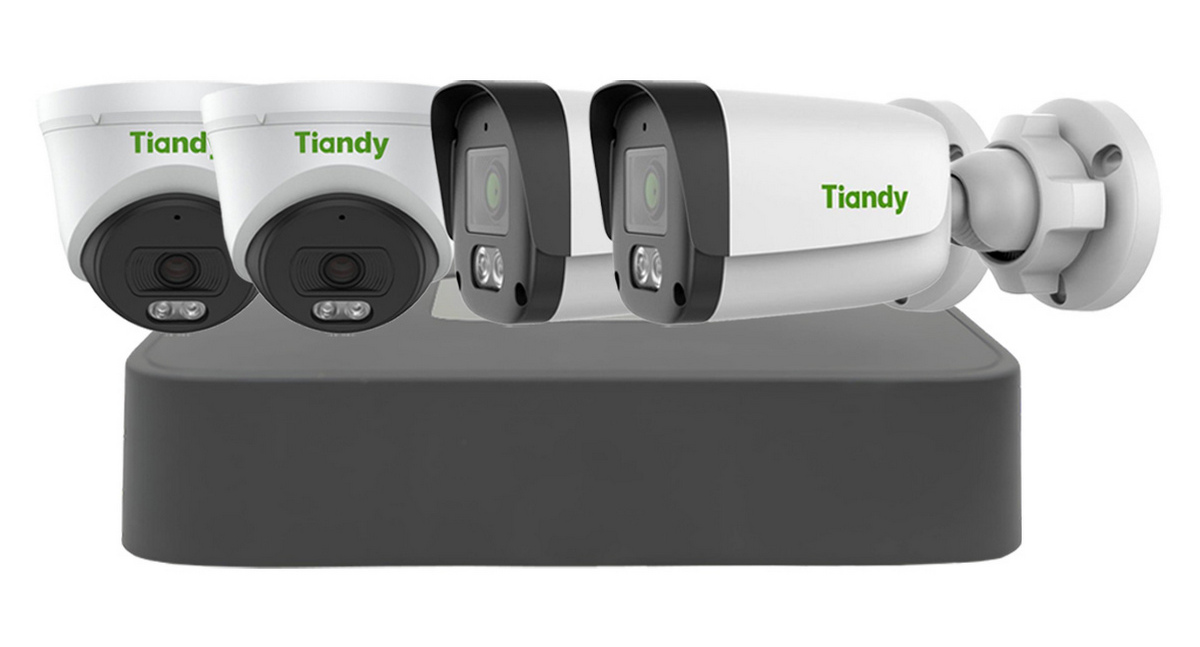 Kit sistem de supraveghere IP Tiandy, 4 camere 4MP, PoE, 2.8mm, IR 30m, Microfon, NVR 8 canale, KIT-TN4MPMIXPOE