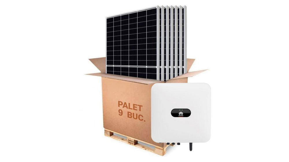 Sistem fotovoltaic cu invertor hibrid monofazat 4KW, 9 panouri solare Canadian Solar 460W, KIT SUN2000-4KTL-L1+CS6L-460MS