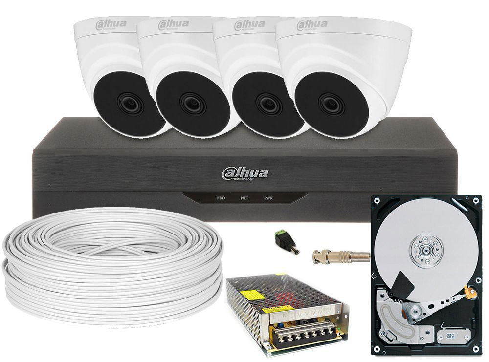 Kit de supraveghere video complet, FULL HD, IR 25 metri, lentila 2.8mm, DAHUA, GATA DE INSTALARE! DH-4I22-1TB-SHQ-TW