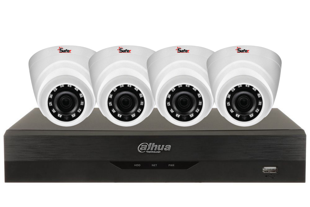 Kit de supraveghere pentru interior, 4 camere Dome, 8MP, IR 20m, DVR, 4 canale, Functii AI, Dahua KITINT-4X-5MP28I20 