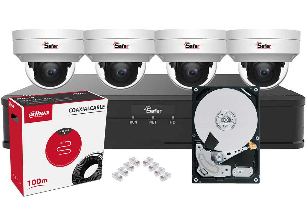 Kit de supraveghere IP complet, 4 camere interior 4MP, IR 30 metri si NVR 4 canale KITPOE2MPINT-2