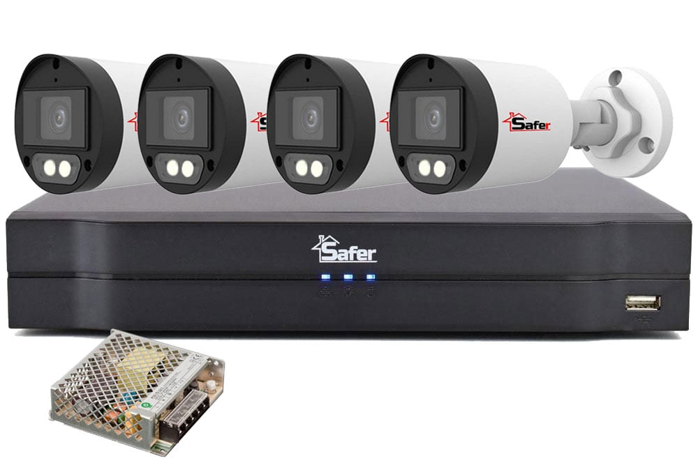 Kit de supraveghere video de exterior, 2 camere 5 MP, LED alb 40 m, DVR 4 canale, Safer, KITSAF-2X-5MP28I40