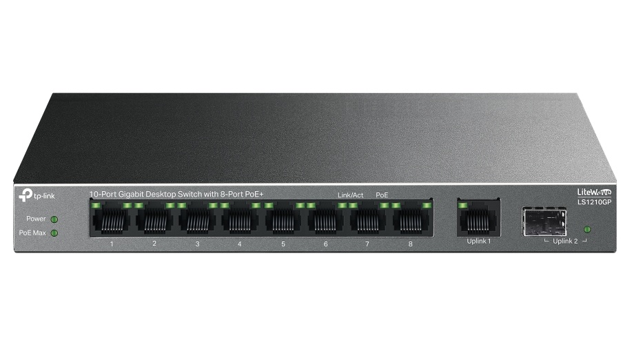 Switch 10 Porturi Gigabit, 8x PoE+, LS1210GP, cu Management, pana la 250m