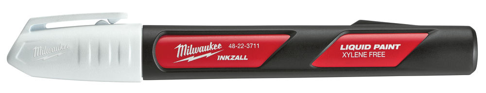 Marker cu vopsea Milwaukee INKZALL, permanent, rezistent la apa, varf acrilic, alb, 48223711