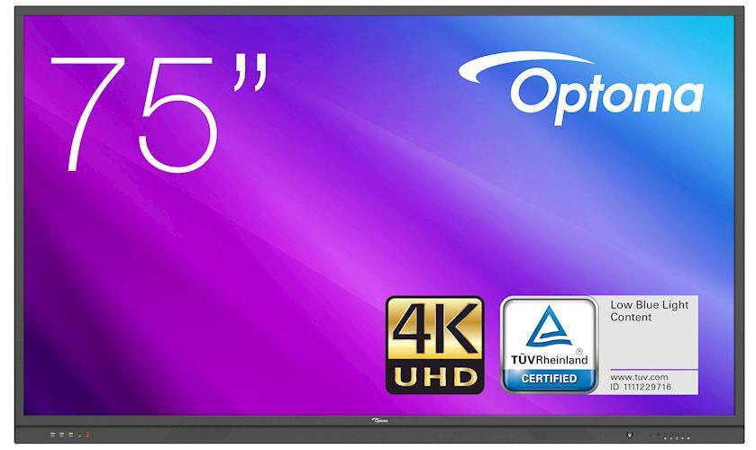 Monitor interactiv 4K UHD 3751RK Optoma, diagonala 75"(190.5cm), cu Touchscreen, Difuzoare, HDMI, VGA, Display Port, H1F0H01BW101