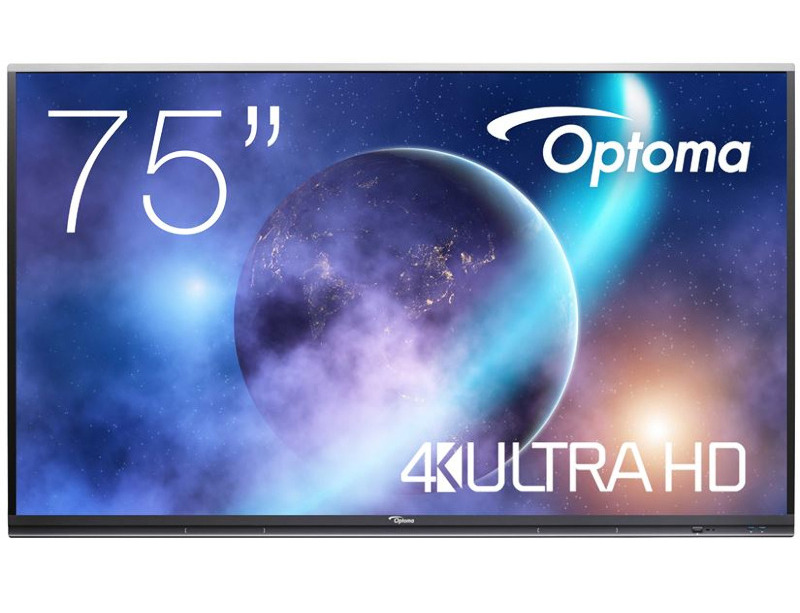 Tabla interactiva cu touch screen Optoma, 75", 4K UHD, Procesor Quad Core A73, 4GB RAM, 32GB, Android 9.0, H1F0C0DBW101