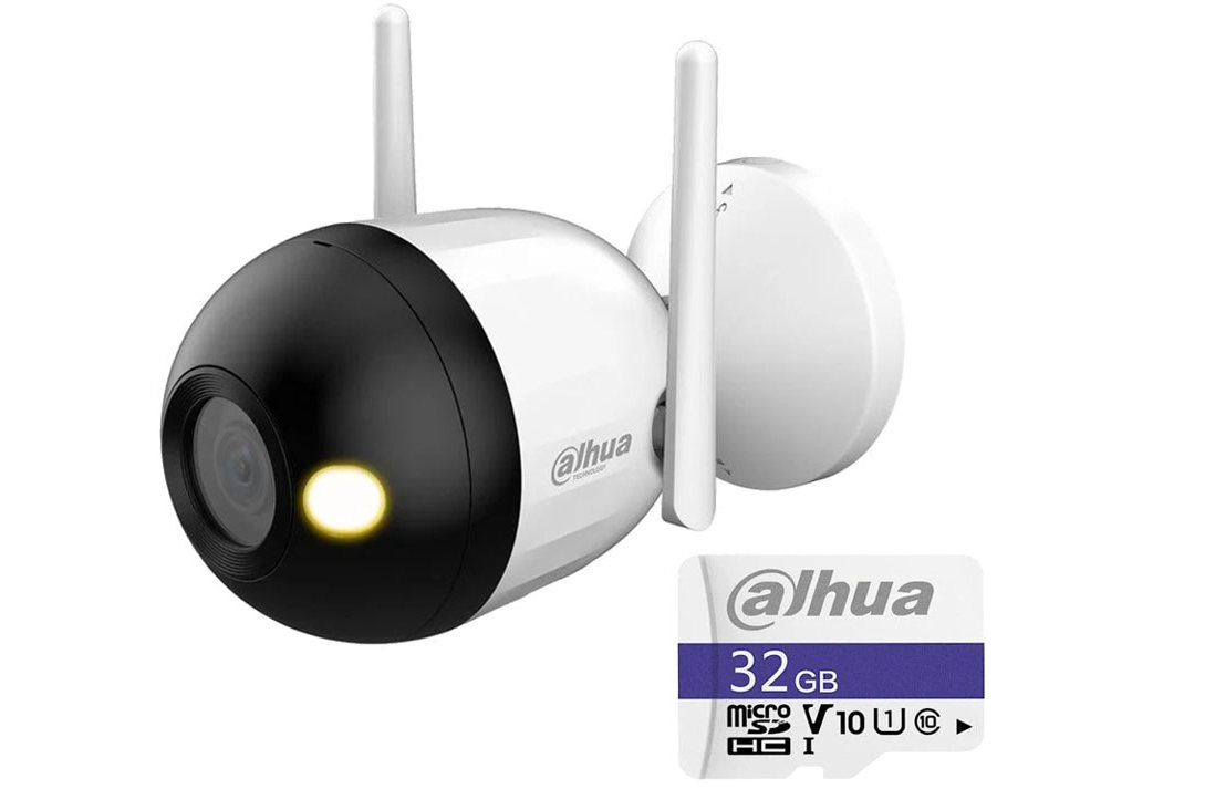 Camera Wi-Fi Dahua + card cadou, 2MP, LED alb 30m, 2.8mm, IPC-F2CP28+SD32
