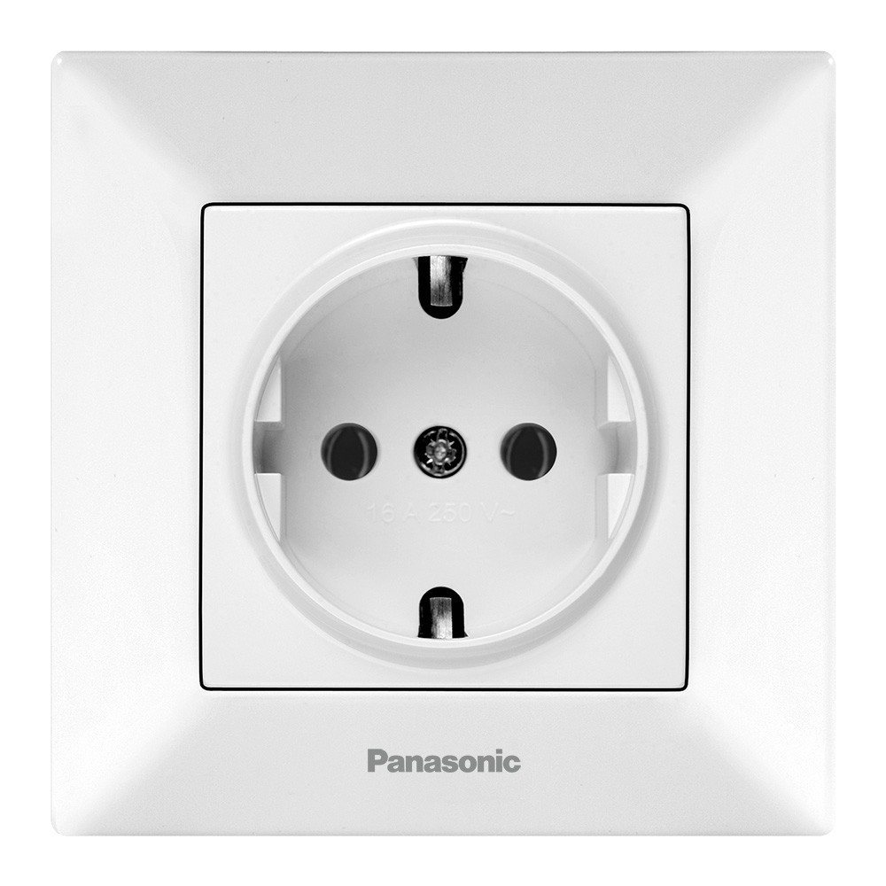 Priza Schuko 2P+E Panasonic P-AS, 250V, 16A, alba