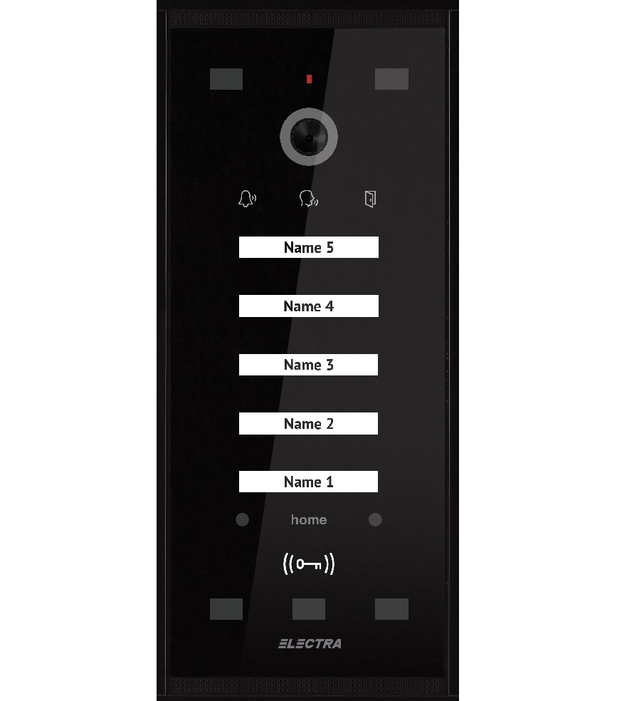 Panou de exterior pentru VideoInterfon Electra, 5 familii, montaj aplicat, generatia 3 seria home, 4 fire, VPM.05S03.ELBH4