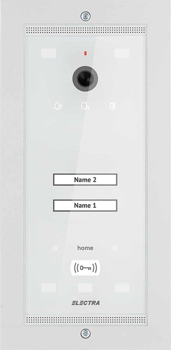 Panou video exterior pentru videointerfon Electra, 2 familii, incastrat, alb, VPM.02F03.ELWH4