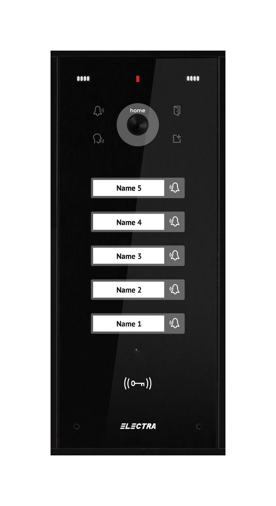 Post de exterior videointerfon, 5 familii, montaj aparent, 4 fire, cititor RFID, culoare neagra, Electra VPH.05S03.ELBTL