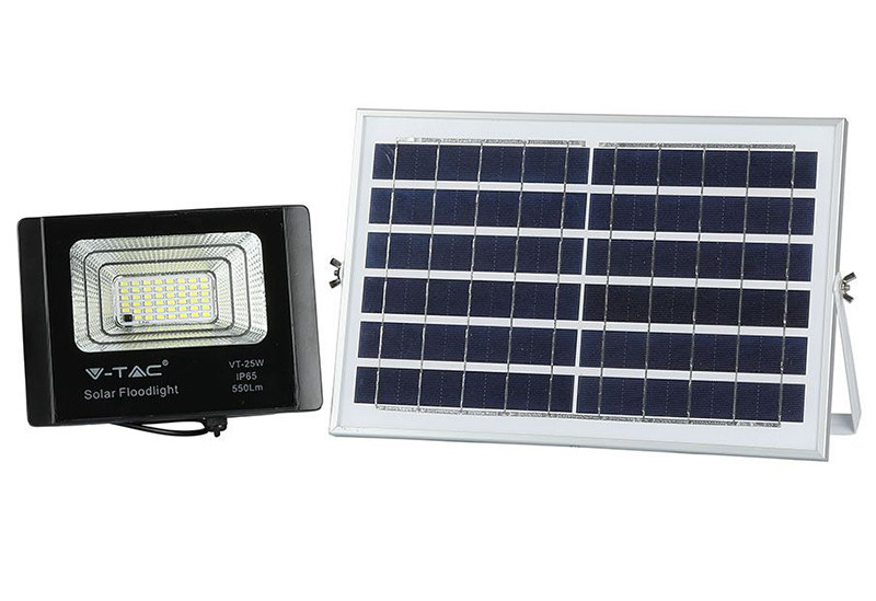 Reflector LED cu panou solar, 12W, 6000K, baterie de 5000mAh, IP65, V-Tac SKU-94006